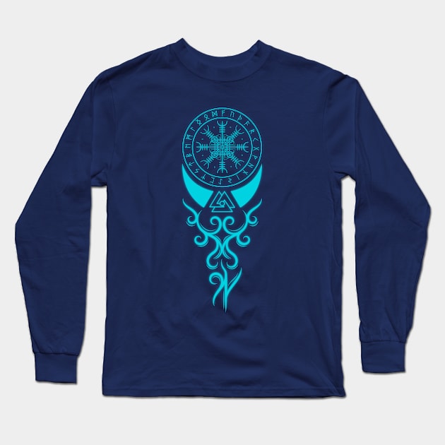 Aegishjalmur Helm of Awe Viking Nordic Runes Gift Present Long Sleeve T-Shirt by MARESDesign